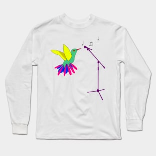 Colorful Bird and Microphone Long Sleeve T-Shirt